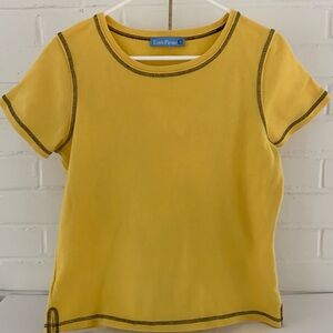 Women’s Classic Old Style Vintage Evan Picone Yellow Short Sleeve T-Shirt Size M